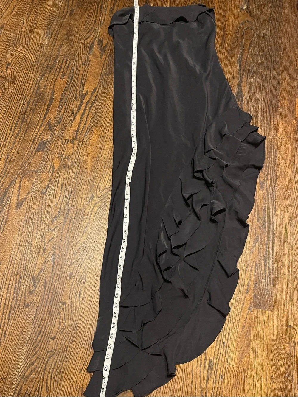 Abercrombie & Fitch Black Ruffle-Trim Maxi Slip Dress with Side Slit size M